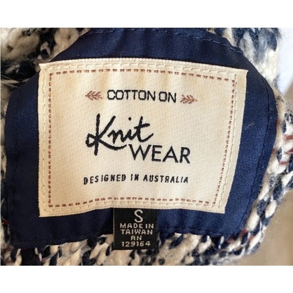 Womens Cotton On Sz Small Knit Wear Cardigan Sweater blue White Striped High Low - Picture 6 of 7